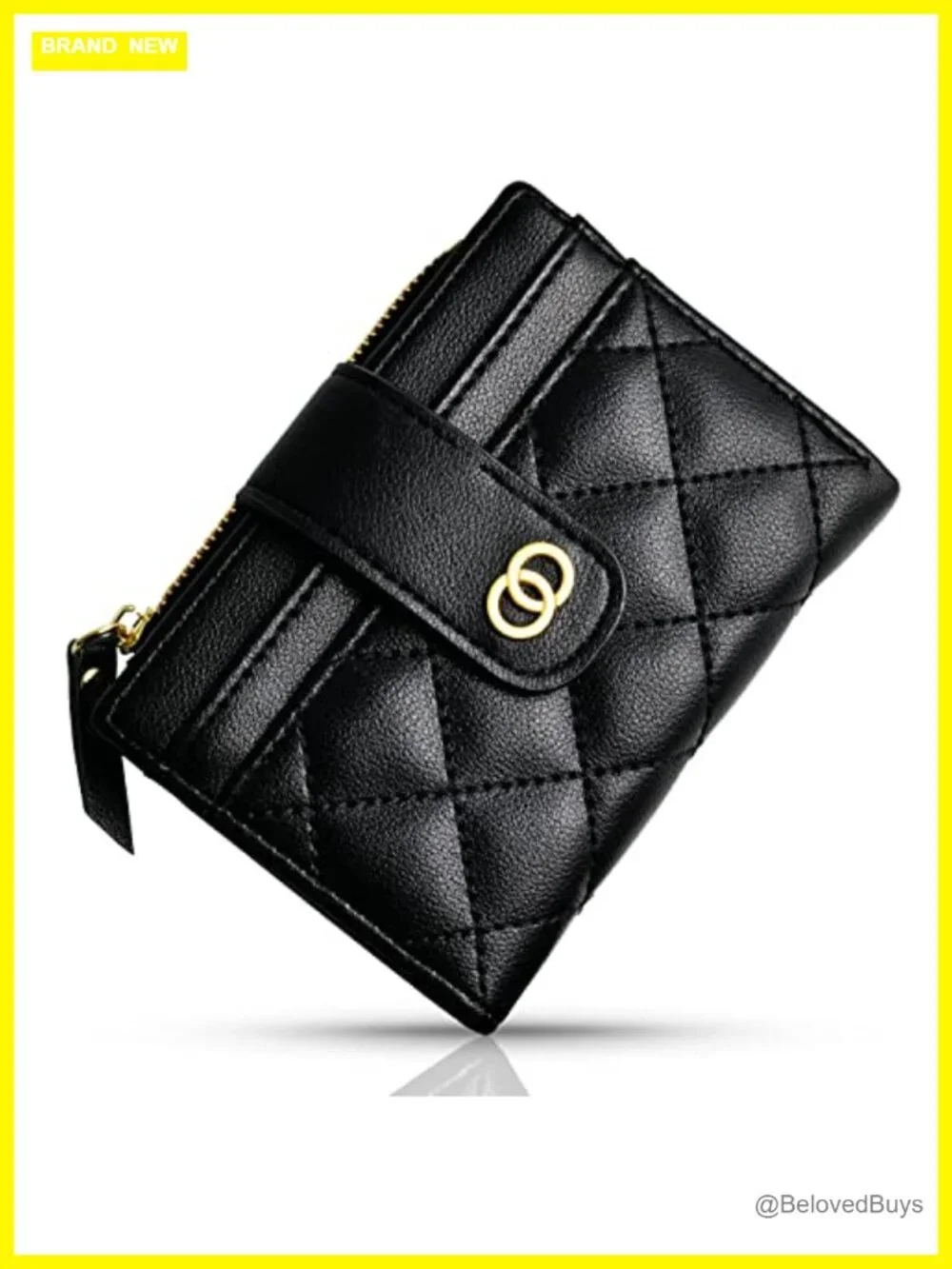 Small Credit Card Holder Wallet Women Bifold Zipper Coin Purse with ID Window